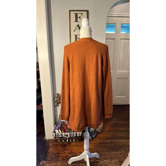 Cyrus Open Front Extra Long Pockets Cardigan Rust Brown Classic Knit medium - Picture 4 of 15